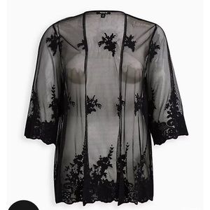 Torrid Embroidered Mesh Kimono